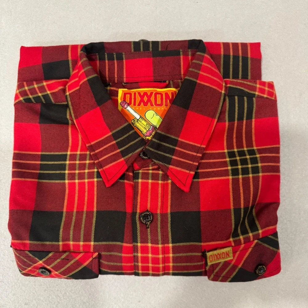 Dixxon Flannel Shirt Mens LT Red Black The Menace D-Tech Plaid Long Sleeve